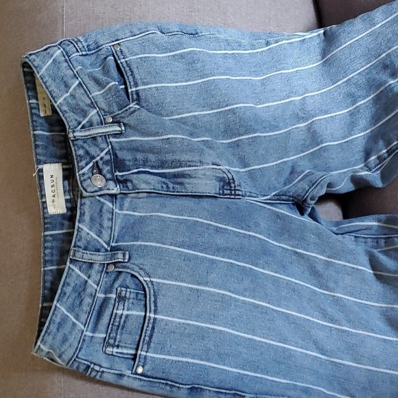 pacsun jeans women’s size 27 blue white Mom jean vertical stripes - Picture 6 of 16